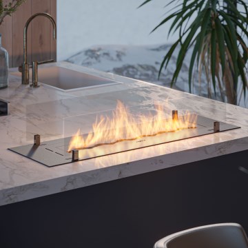 InFire - Lareira embutida BIO 8,5x100 cm 6kW preto