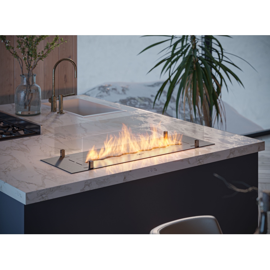 InFire - Lareira embutida BIO 8,5x100 cm 6kW preto