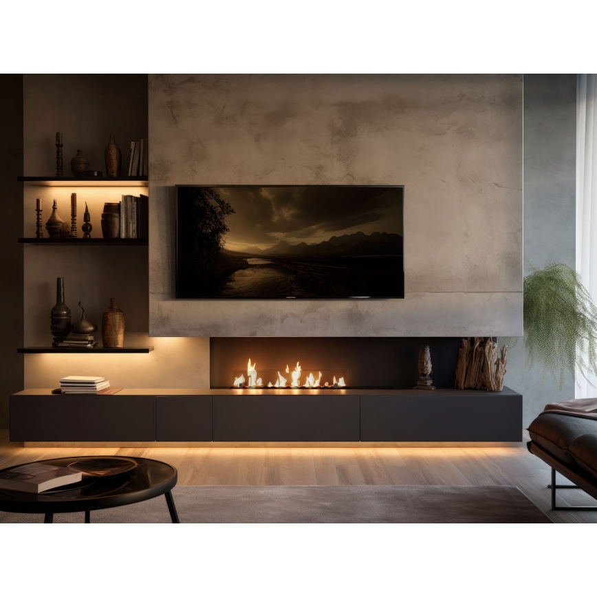 InFire - Lareira embutida BIO 8,5x100 cm 6kW preto