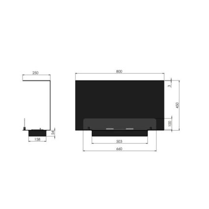 InFire - Lareira embutida BIO 80x45 cm 3kW preta