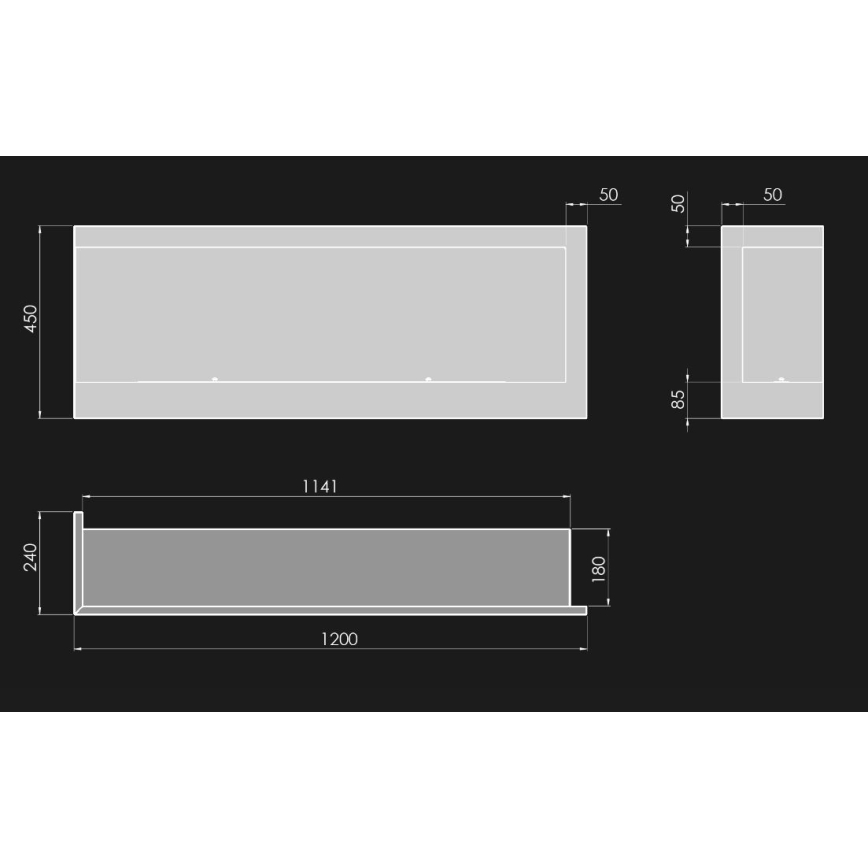 InFire - Lareira para canto BIO 45x120 cm 3kW preto