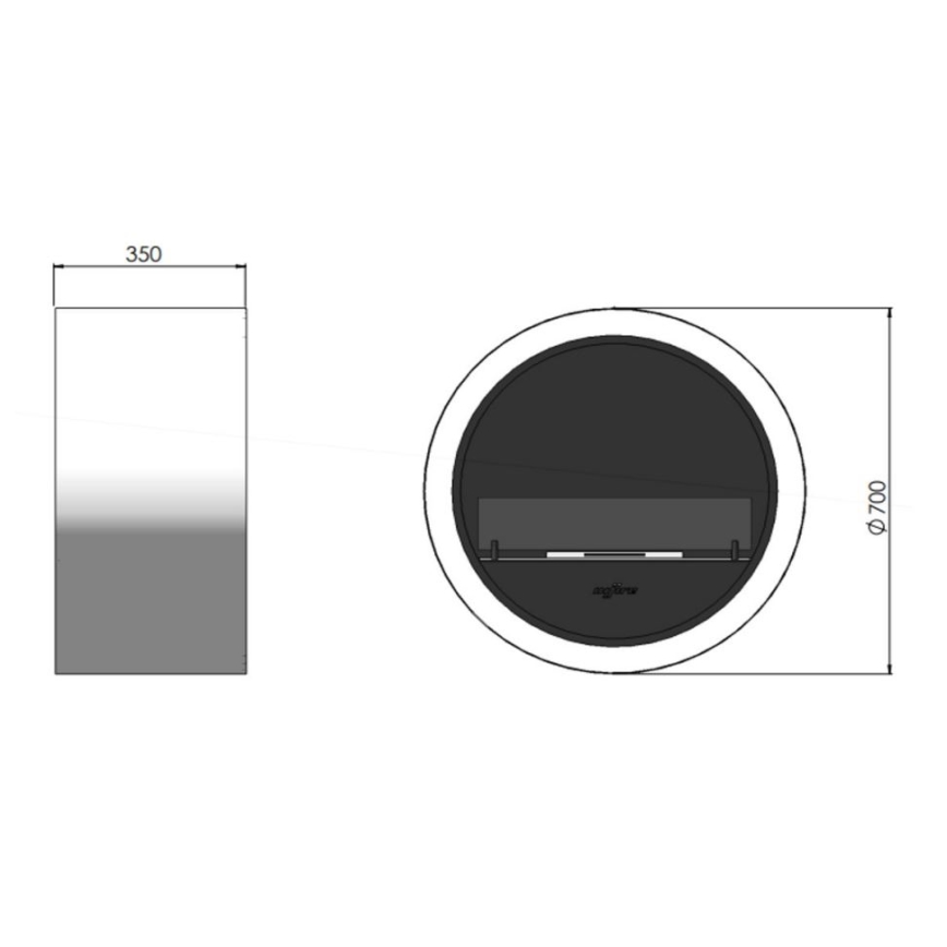 InFire - Lareira suspensa BIO d. 70 cm 3kW preto
