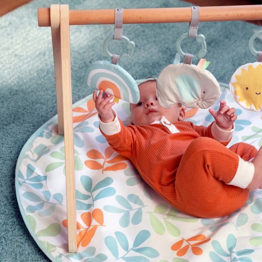 Ingenuity - Cobertor infantil para brincar com um trapézio de madeira SOL VALLEY