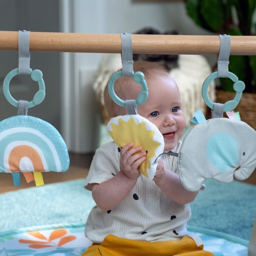 Ingenuity - Cobertor infantil para brincar com um trapézio de madeira SOL VALLEY