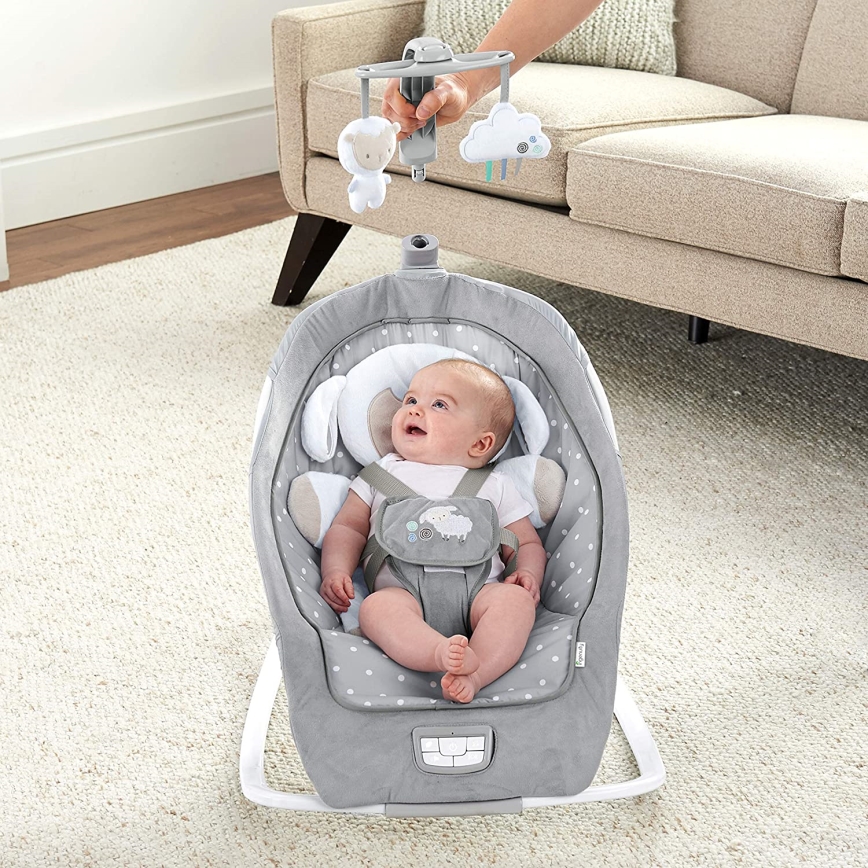 Ingenuity - Espreguiçadeira para bebé com melodia CUDDLE LAMB 3xLR14
