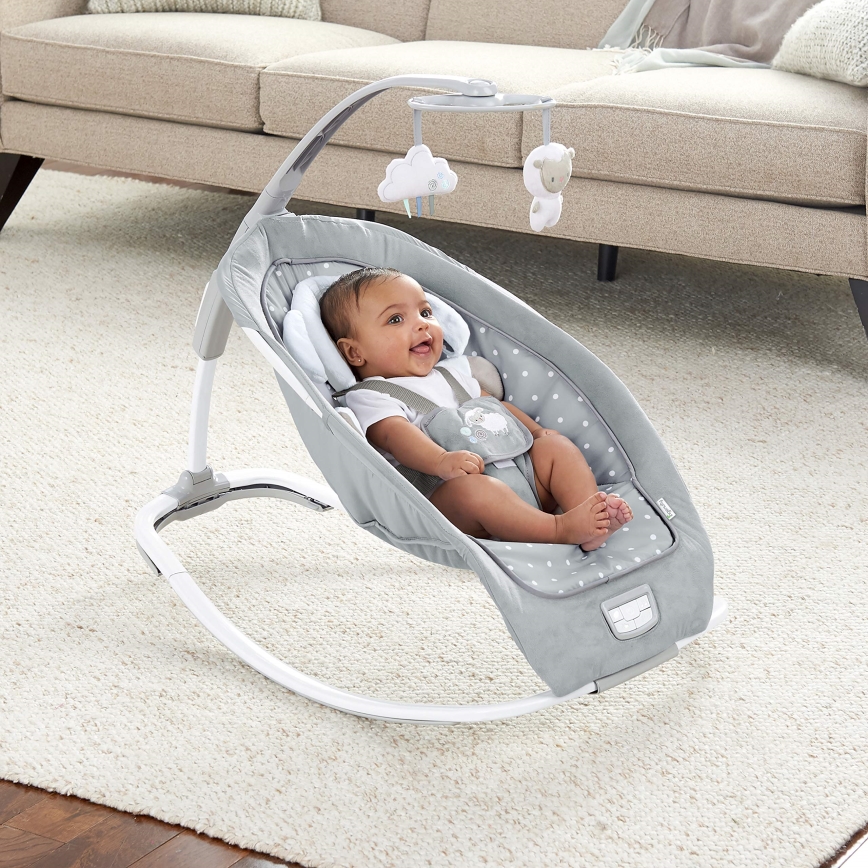 Ingenuity - Espreguiçadeira para bebé com melodia CUDDLE LAMB