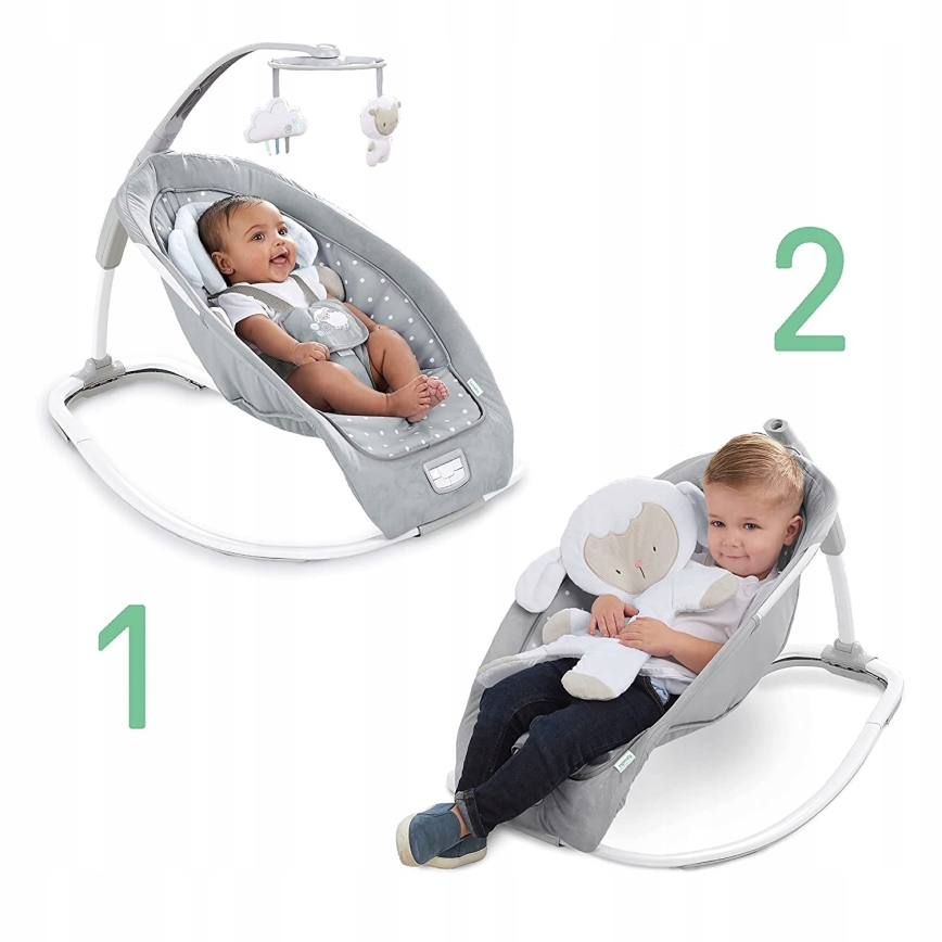 Ingenuity - Espreguiçadeira para bebé com melodia CUDDLE LAMB