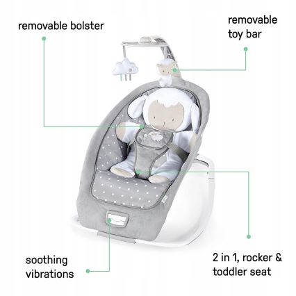 Ingenuity - Espreguiçadeira para bebé com melodia CUDDLE LAMB