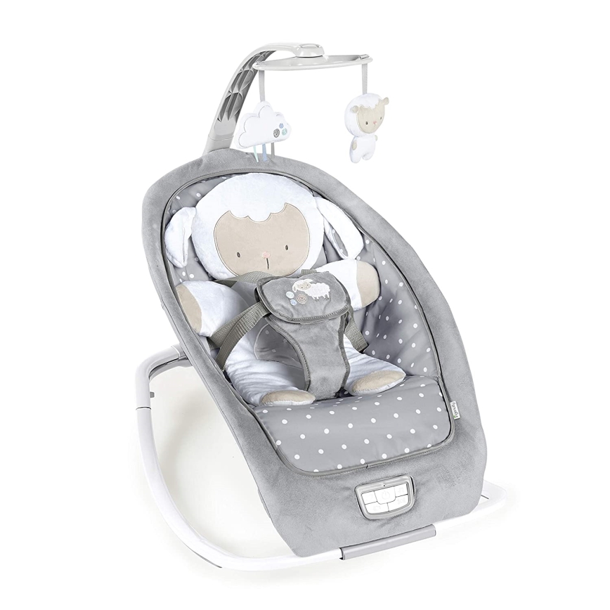 Ingenuity - Espreguiçadeira para bebé com melodia CUDDLE LAMB