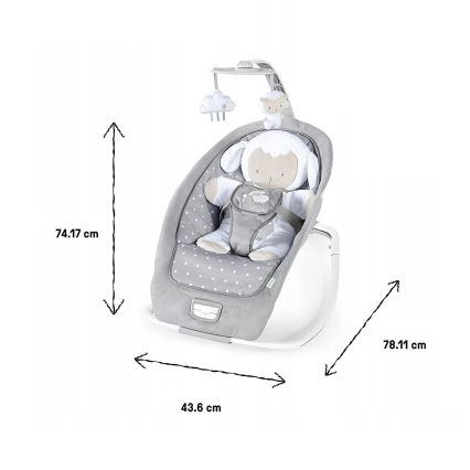 Ingenuity - Espreguiçadeira para bebé com melodia CUDDLE LAMB
