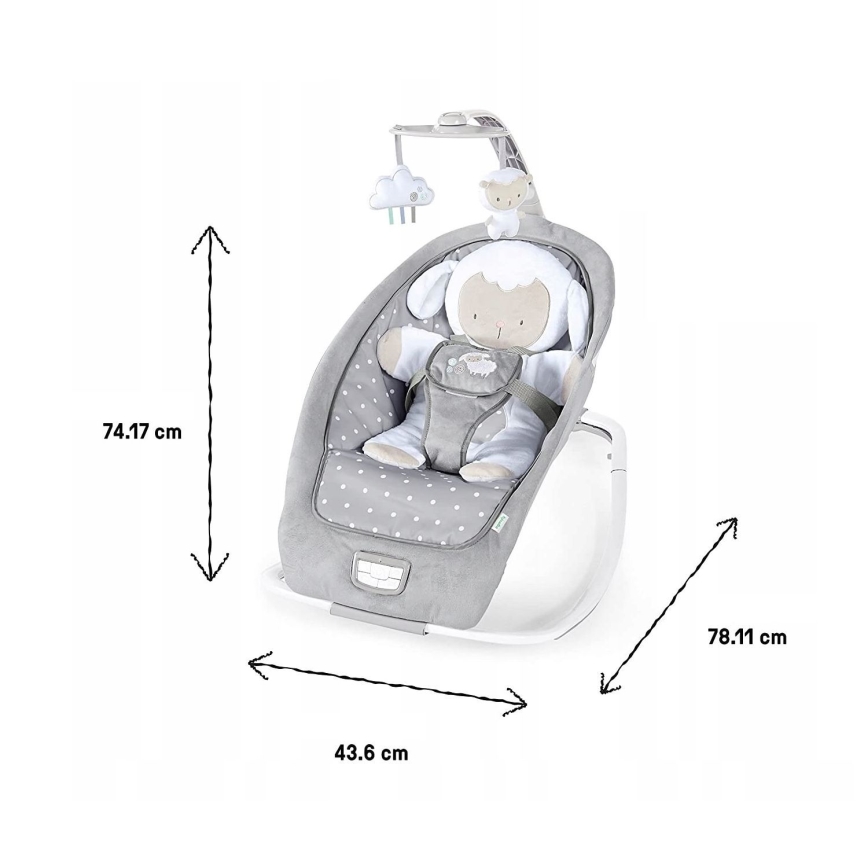 Ingenuity - Espreguiçadeira para bebé com melodia CUDDLE LAMB