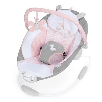 Ingenuity - Espreguiçadeira vibratória para bebé com melodia FLORA THE UNICORN