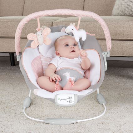 Ingenuity - Espreguiçadeira vibratória para bebé com melodia FLORA THE UNICORN