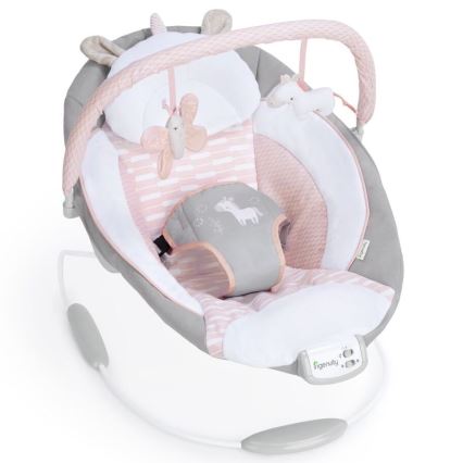 Ingenuity - Espreguiçadeira vibratória para bebé com melodia FLORA THE UNICORN