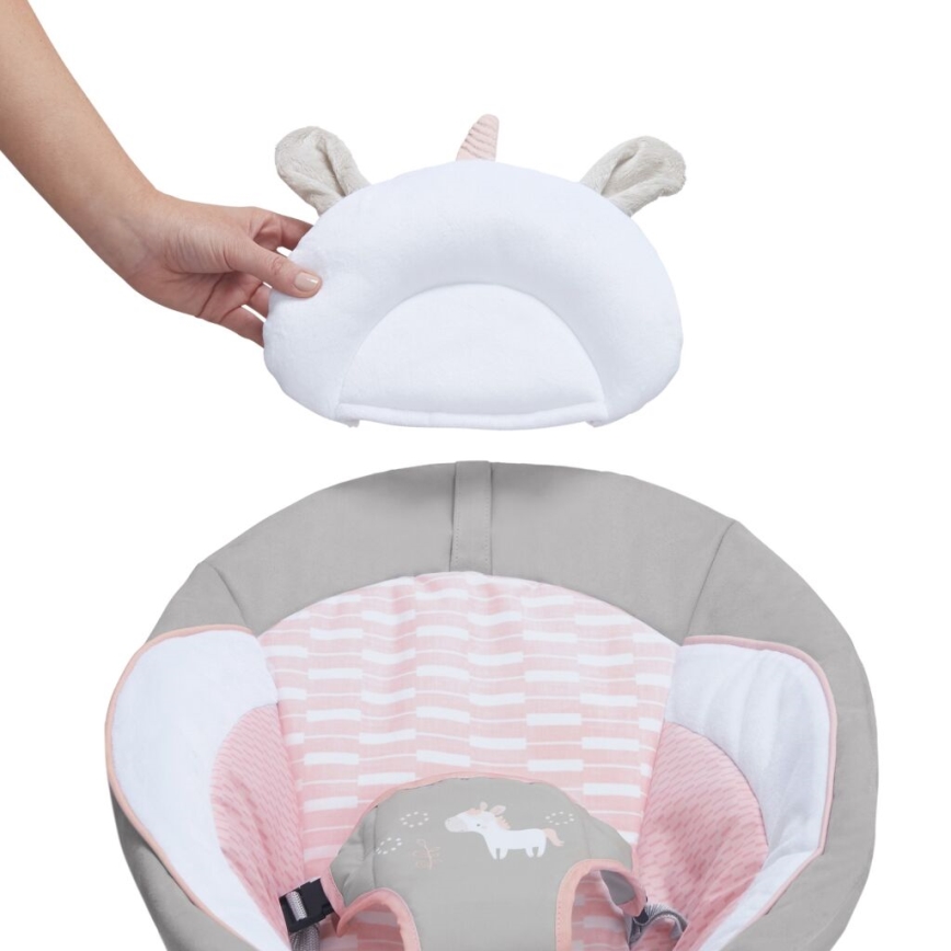Ingenuity - Espreguiçadeira vibratória para bebé com melodia FLORA THE UNICORN