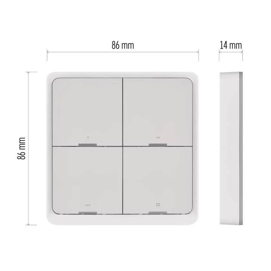 Interruptor 4 botões GoSmart 1xCR2430 Tuya branco