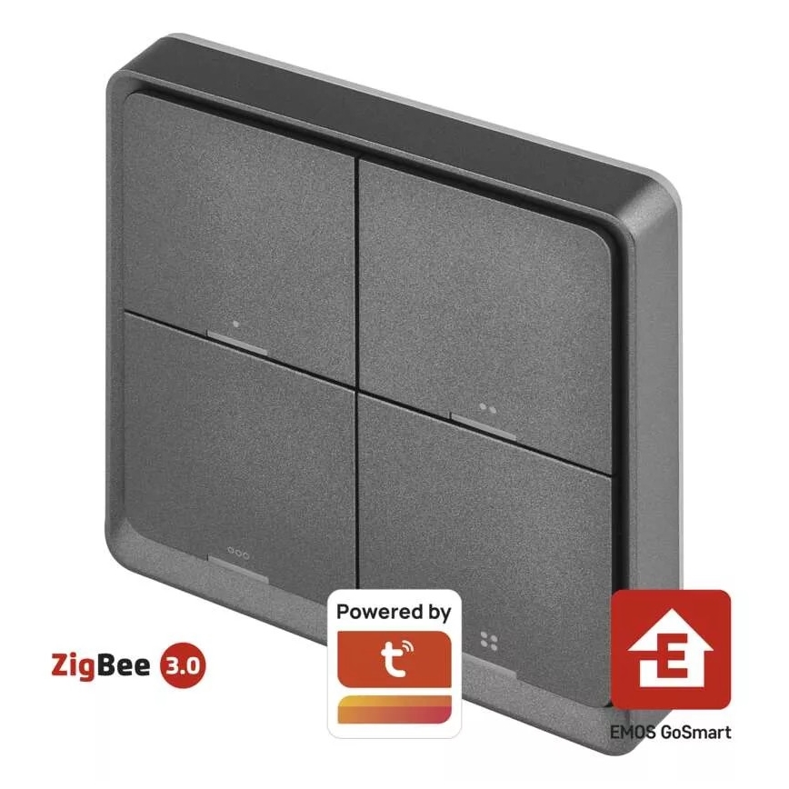 Interruptor  4 botões GoSmart Tuya preto