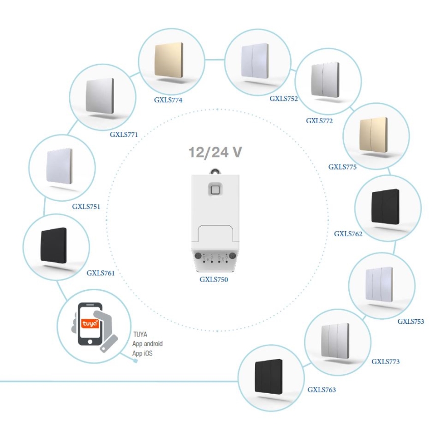 Interruptor cinético sem fios 2P IP67 dourado