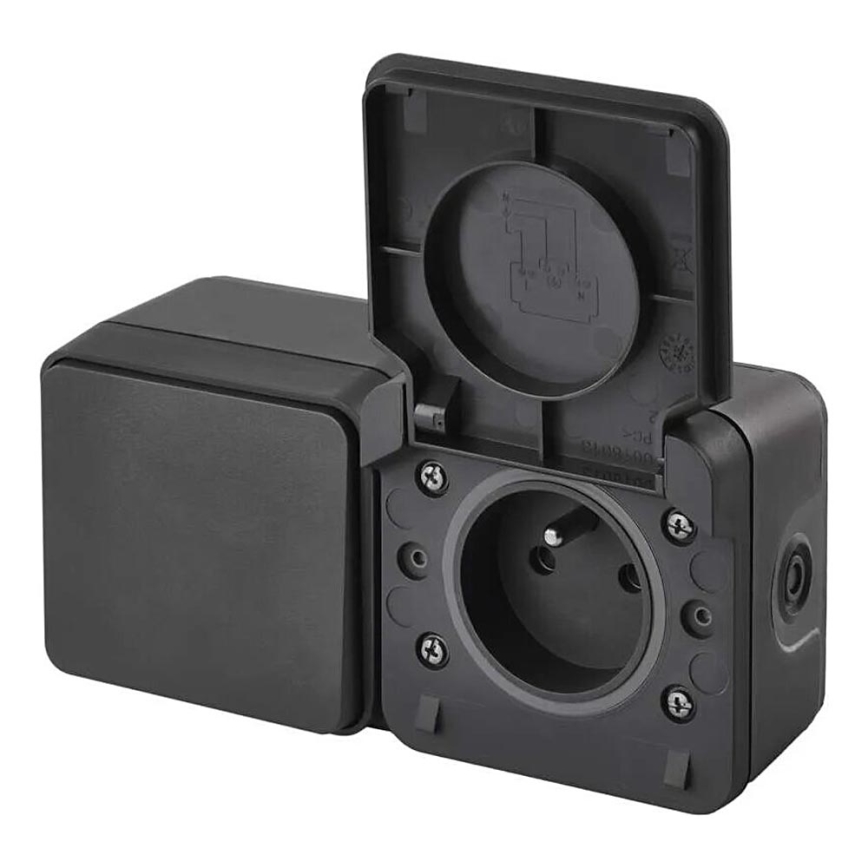 Interruptor doméstico alternado com uma tomada 250V/16A IP55