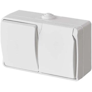 Interruptor doméstico alternado nº 6 com tomada 250V/16A IP44 branco