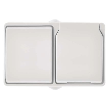 Interruptor doméstico alternado nº 6 com tomada 250V/16A IP44 branco