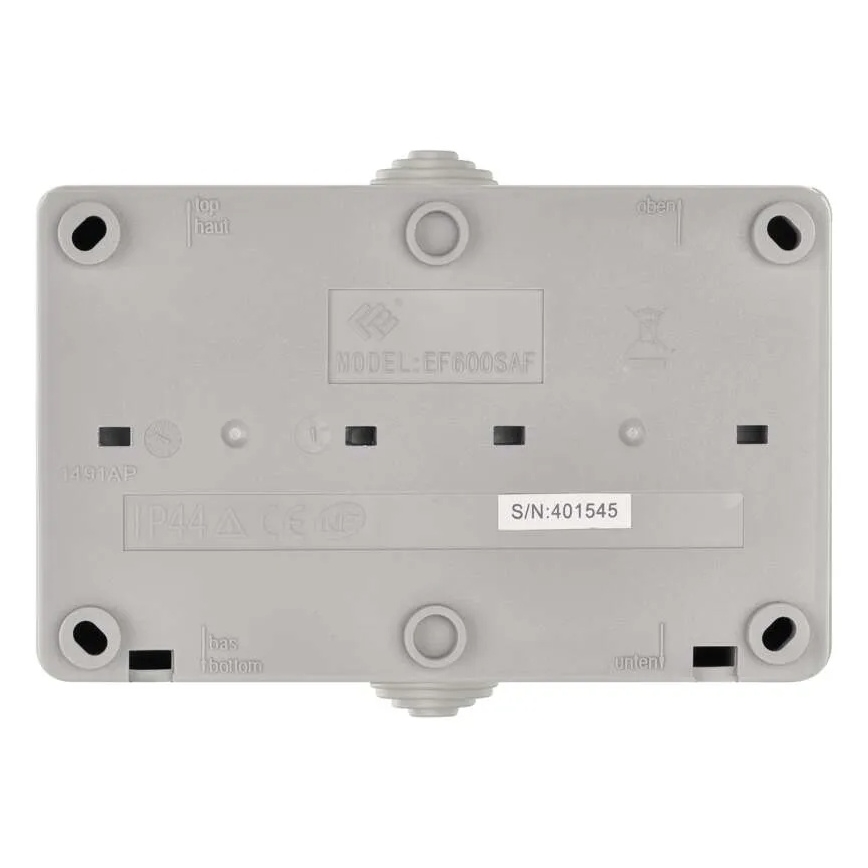 Interruptor doméstico alternado nº 6 com tomada 250V/16A IP44 cinza