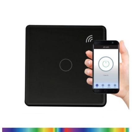 Interruptor táctil de 1 pólo SMART 800W/230V Tuya Wi-Fi preto