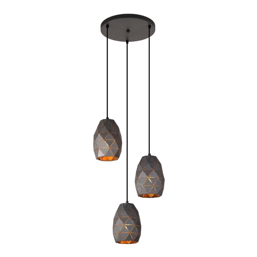 ITALUX - Candelabro suspenso HARLEY 3xE27/40W/230V antracite