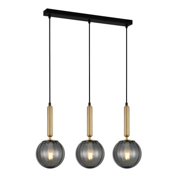 ITALUX - Candelabro suspenso RAVENA 3xE27/5W/230V preto/dourada