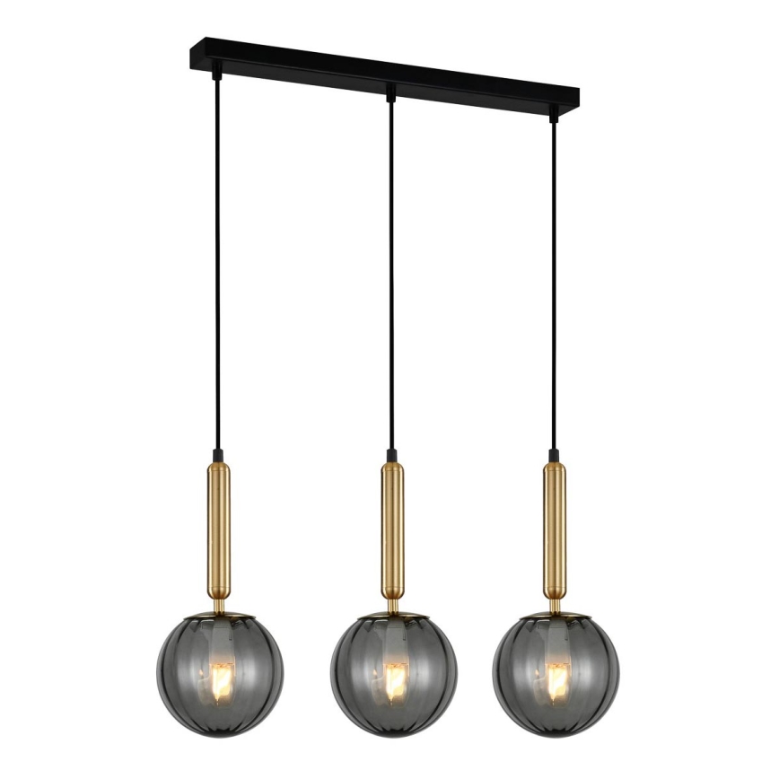 ITALUX - Candelabro suspenso RAVENA 3xE27/5W/230V preto/dourada