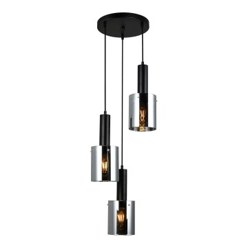 ITALUX - Candelabro suspenso SARDO 3xE7/40W/230V preto