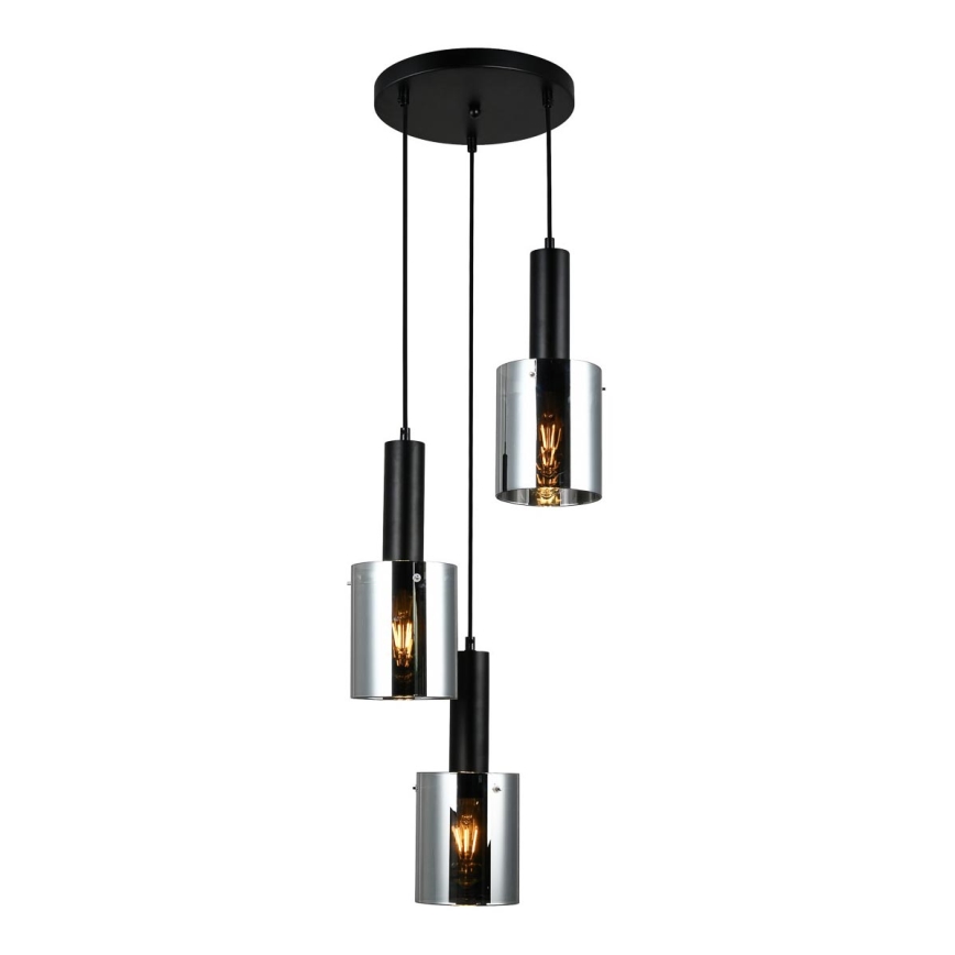 ITALUX - Candelabro suspenso SARDO 3xE7/40W/230V preto