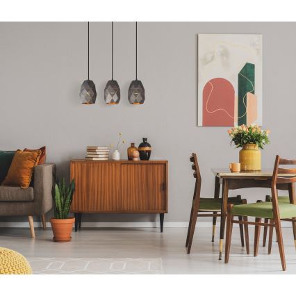 ITALUX - Candelabro suspenso HARLEY 3xE27/40W/230V antracite
