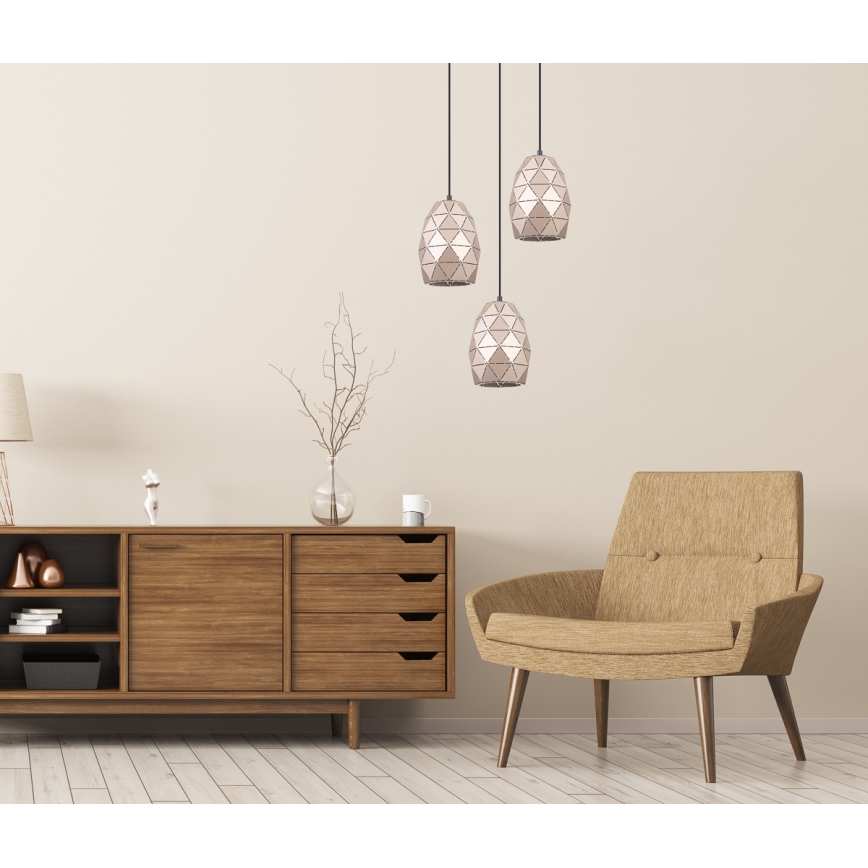 ITALUX - Candelabro suspenso HARLEY 3xE27/40W/230V Rosa dourado