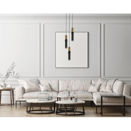 ITALUX - Candelabro suspenso ISIDORA 3xGU10/25W/230V preto/bronze