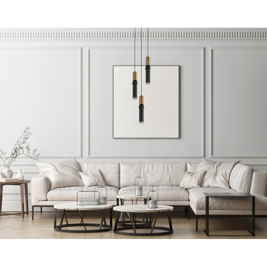 ITALUX - Candelabro suspenso ISIDORA 3xGU10/25W/230V preto/bronze