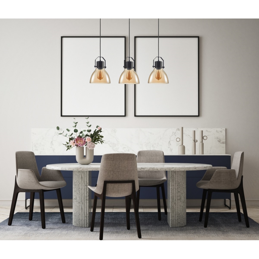 ITALUX - Candelabro suspenso DARLENA 3xE27/40W/230V preto/castanho