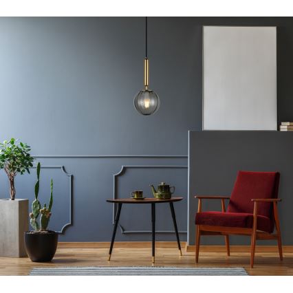 ITALUX - Candelabro suspenso RAVENA 1xE27/5W/230V preto/latão