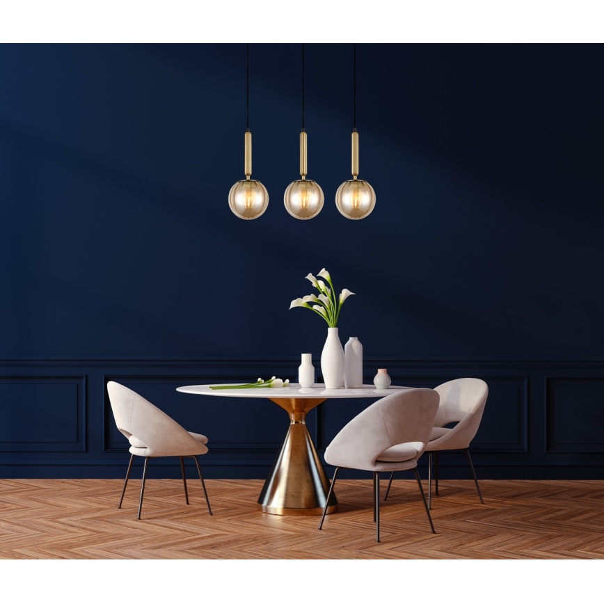 ITALUX - Candelabro suspenso RAVENA 3xE27/5W/230V preto/dourada