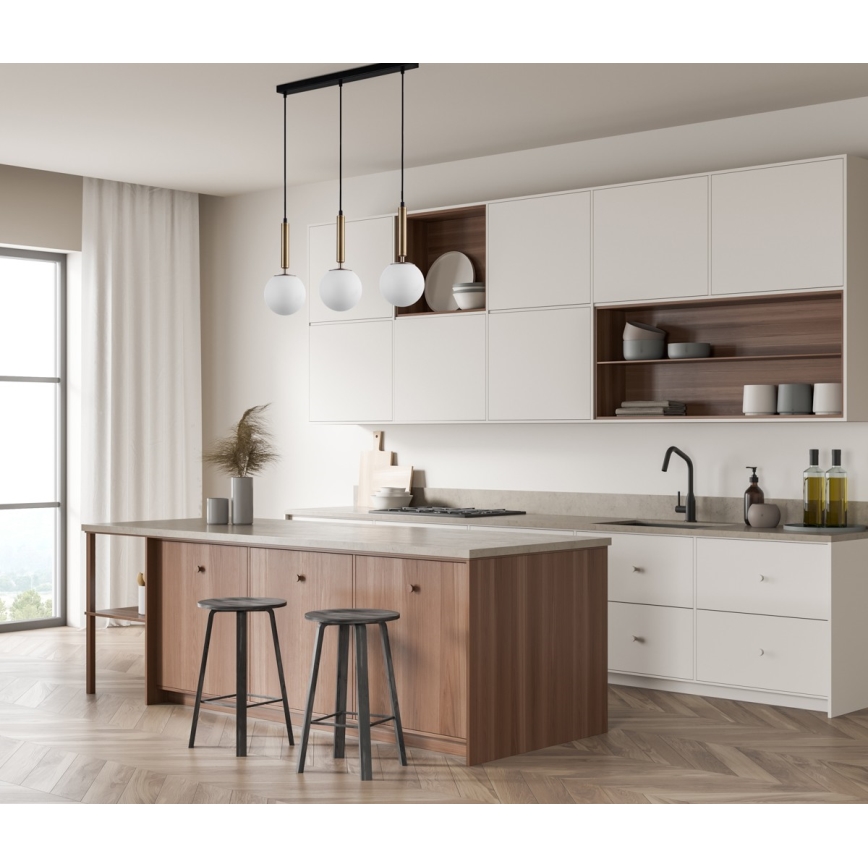 ITALUX - Candelabro suspenso RAVENA 3xE27/10W/230V preto/dourada