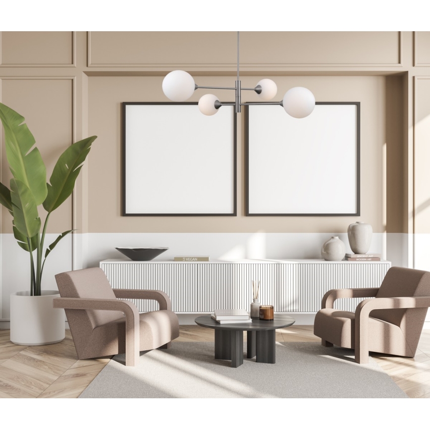 ITALUX - Candelabro suspenso EVORA 4xG9/5W/230V níquel
