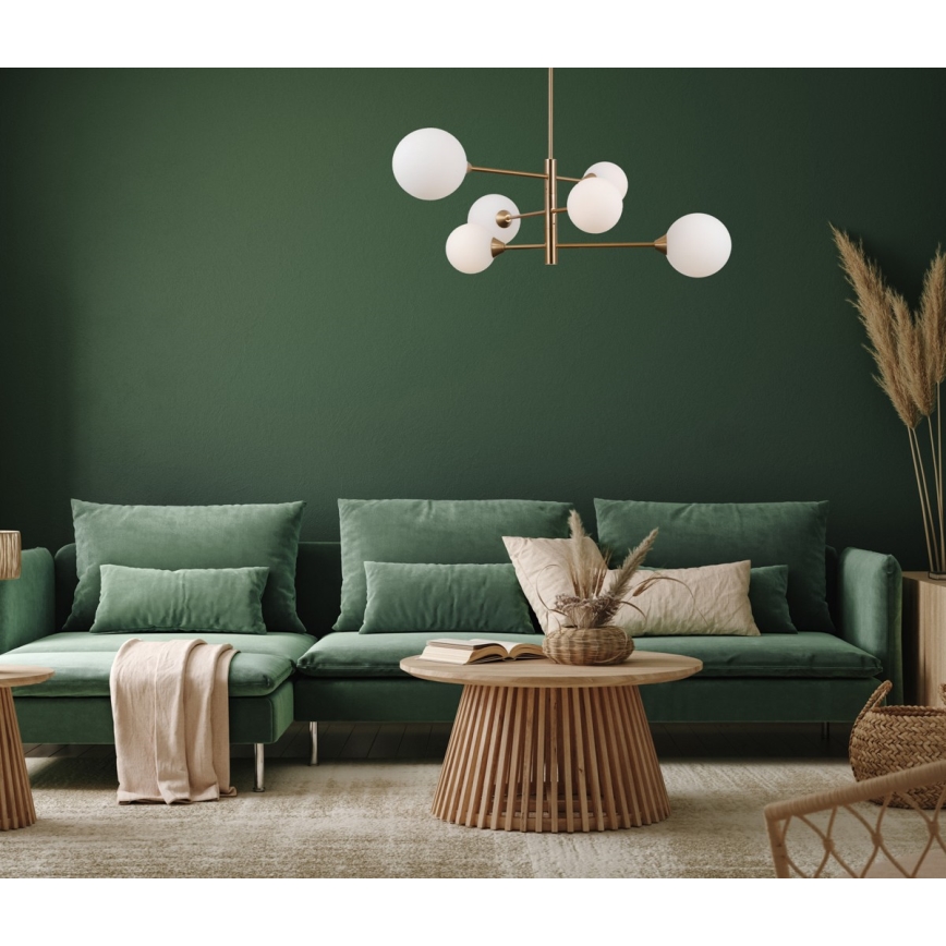 ITALUX - Candelabro suspenso EVORA 6xG9/5W/230V latão