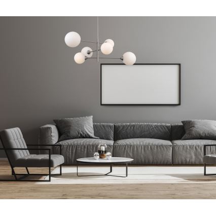 ITALUX - Candelabro suspenso EVORA 6xG9/5W/230V níquel