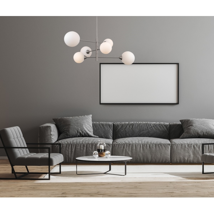 ITALUX - Candelabro suspenso EVORA 6xG9/5W/230V níquel