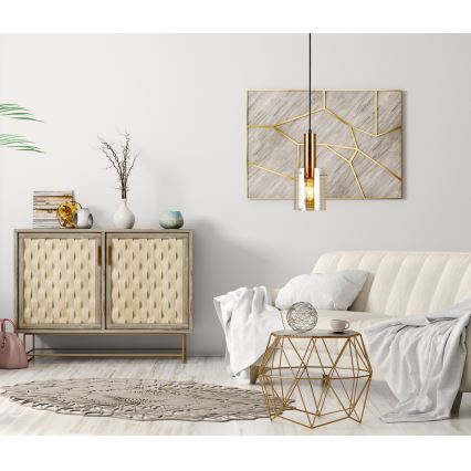 ITALUX - Candelabro suspenso SARDO 1xE27/40W/230V preto/latão