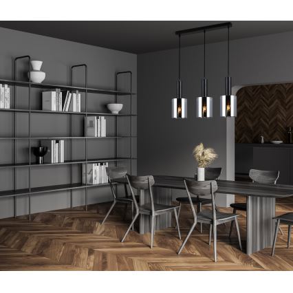 ITALUX - Candelabro suspenso SARDO 3xE27/40W/230V preto