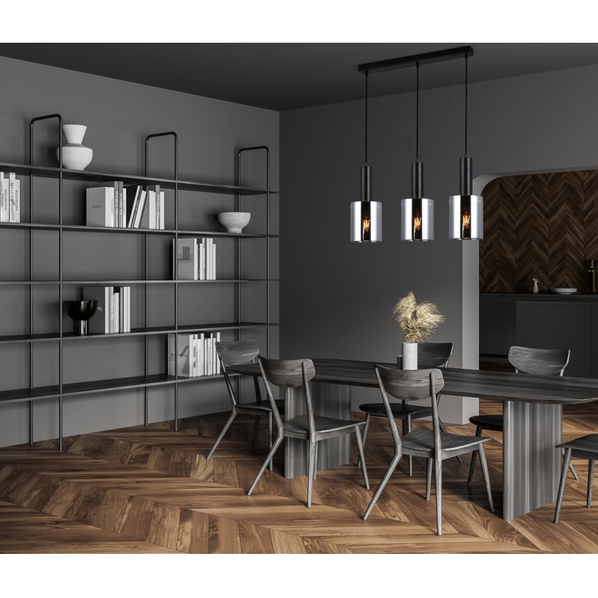 ITALUX - Candelabro suspenso SARDO 3xE27/40W/230V preto