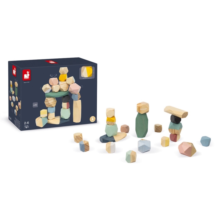 Janod - Blocos de madeira SWEET COCOON 20 pcs pedras