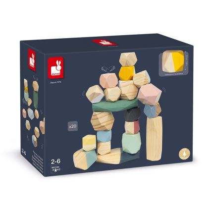 Janod - Blocos de madeira SWEET COCOON 20 pcs pedras