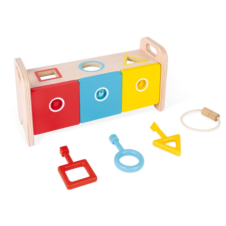 Janod - Brinquedo interativo de madeira MONTESSORI 10 pcs